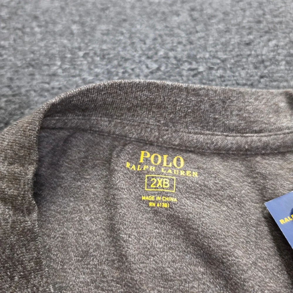 Polo Ralph Lauren Pocket T-Shirt Mens 2XB Brown Heather Long Sleeve Logo New